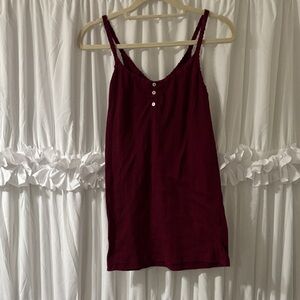 Women’s Burgundy Ribbed Tank Top with Buttons
